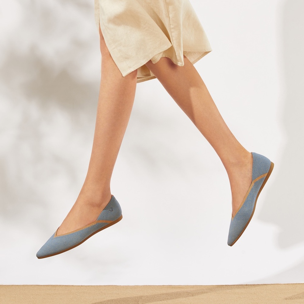 Vivaia Light Blue Pointed-Toe V-Cut Flats (Vienna 2.0) Womens Size 5.5